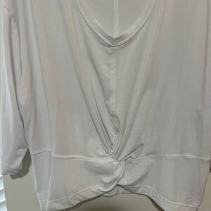 Athleta Cream Gray Backless Tie Front Blouse